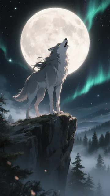 A majestic lone wolf… - 月に吠える夜