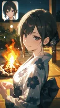 篝火と浴衣美人·夏の夜の篝火 の投稿作品