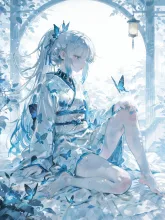 着崩した着物の女性な神秘的な見えます