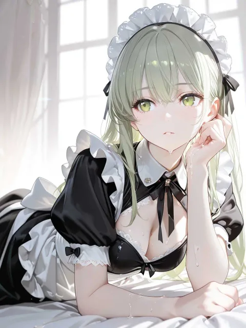 女の子、華奢な体、夢幻的な光、はっきり、リボン、レース