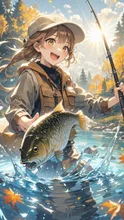 秋の渓流釣りデート