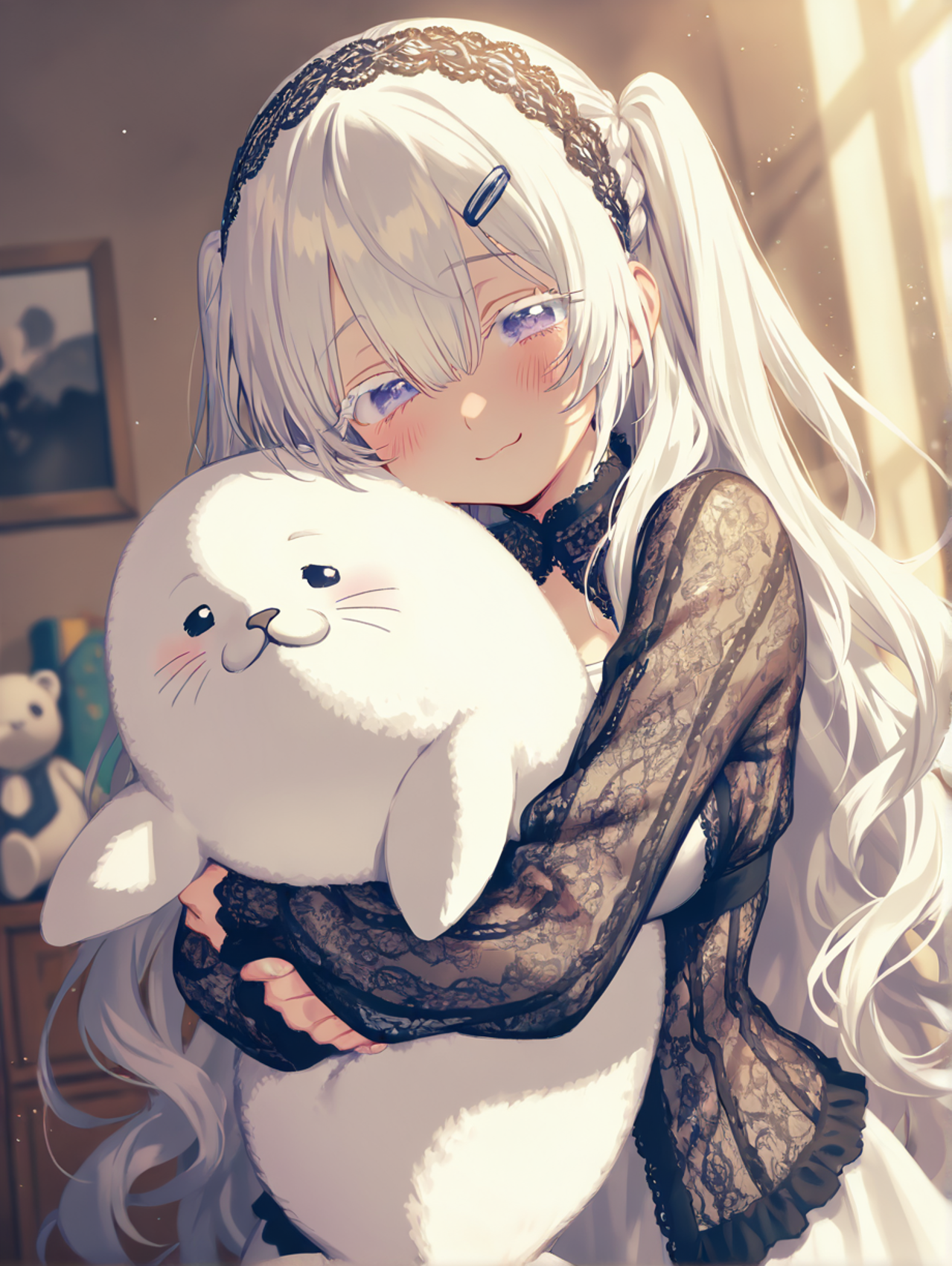 アザラシをギュッギュッ