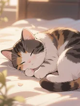 朝寝坊なネコさん — ガムルさんのAIイラスト