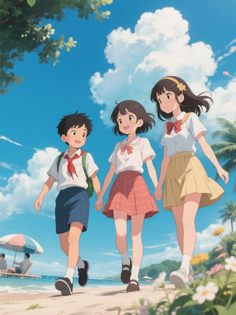 夏休みの仲良し3人