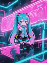 初音ミク(アバター)で歩く未来都市 — アバター・アイコンのAIイラスト|SUPPART
