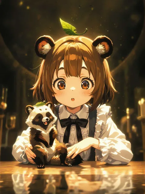 小娘に化けた狸と狸