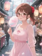 綿菓子と菜摘。