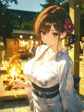 篝火と浴衣美人·夏の夜の篝火 の投稿作品