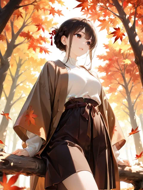 1girl、adult、beautiful face - 紅葉狩り