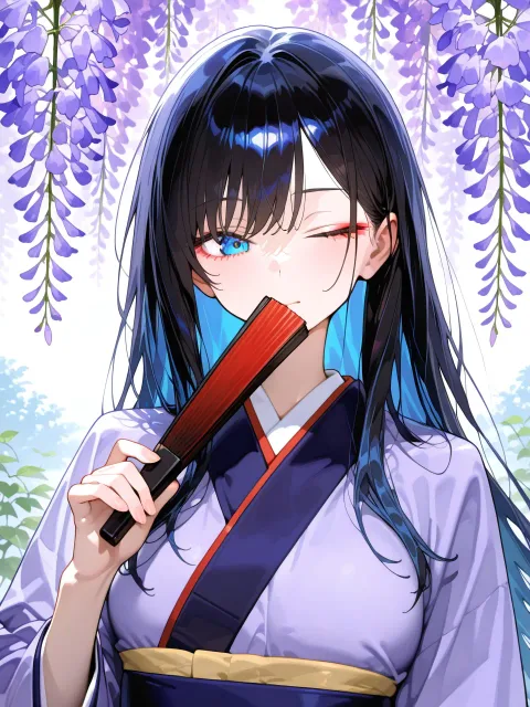 藤桜と扇子
