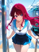 路面電車と制服少女·ノスタルジックな夏 の投稿作品