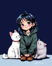 cute girl cute kitty