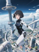 未来都市とアンドロイド少女