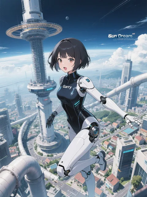 未来都市とアンドロイド少女