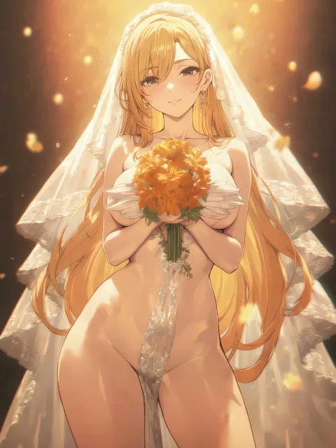 長いレースのベールをかぶった花嫁の成年女性 - 花嫁のベール