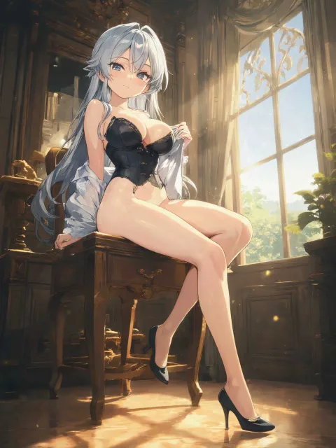 ビスチェの女の子undressing
