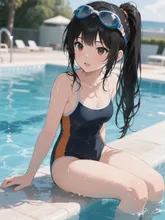 プール授業中娘 — しーーや。さんのAIイラスト