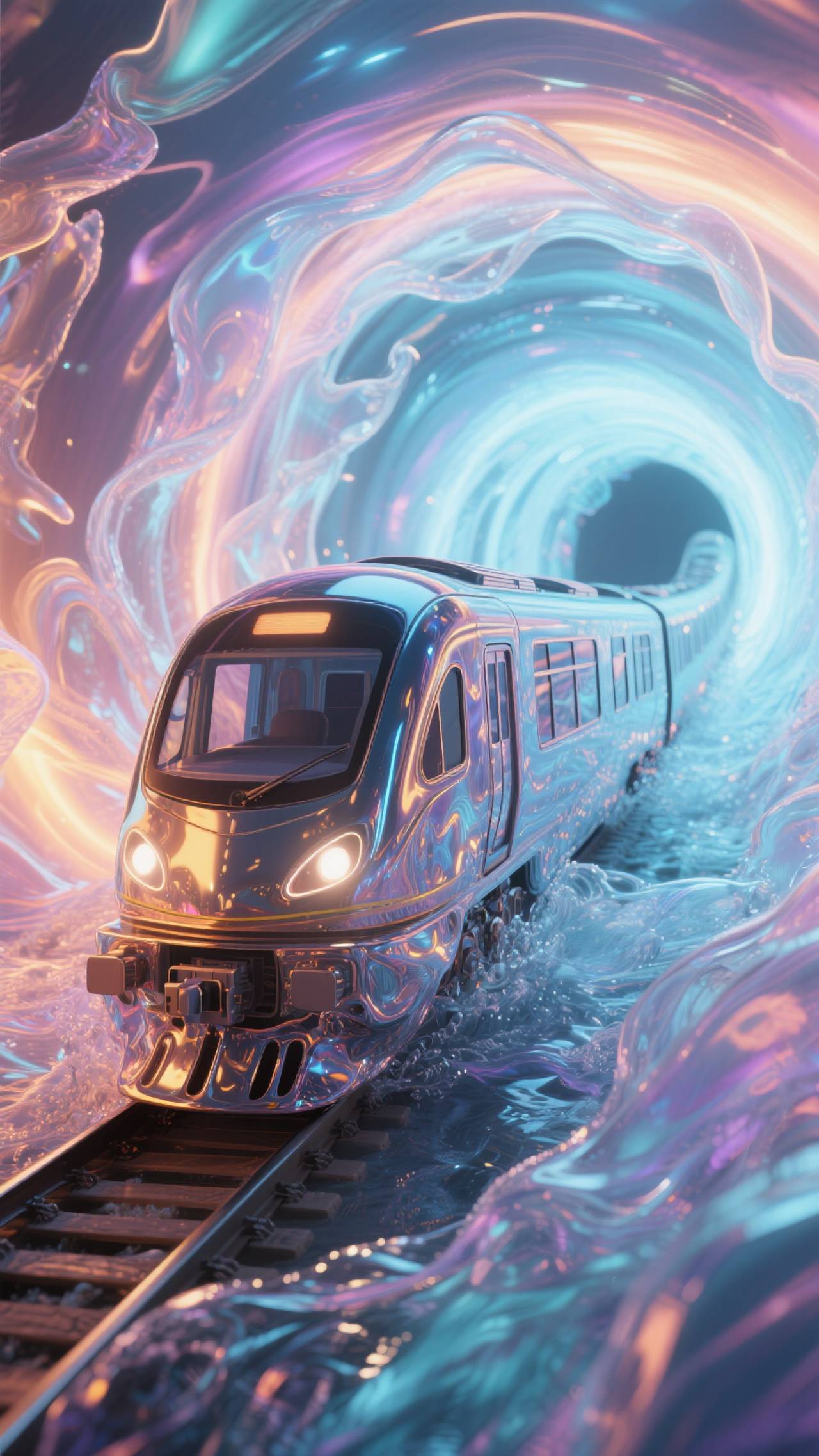 liquid metal train -reinbow warp-