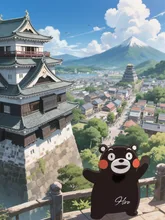 熊本城から富士山が見える！
