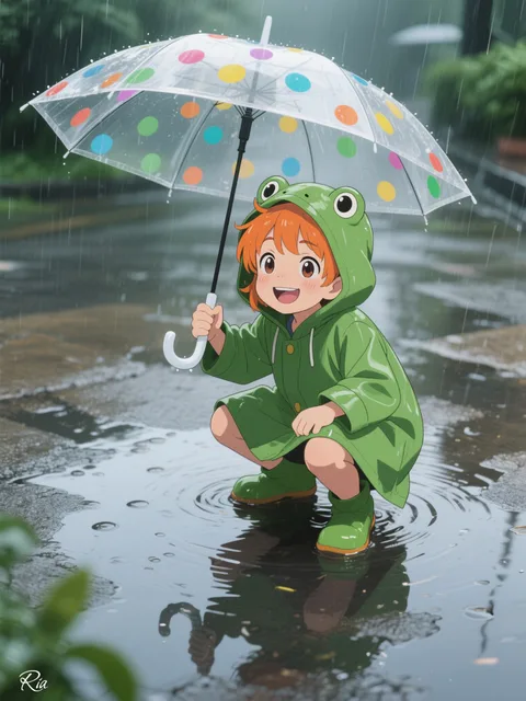 カラフルな水玉の傘