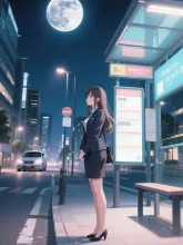 月明かりのバス停