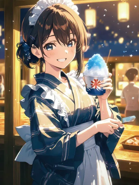夏限定の浴衣メイドさん