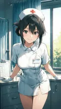 今時分、スカートのナース服って