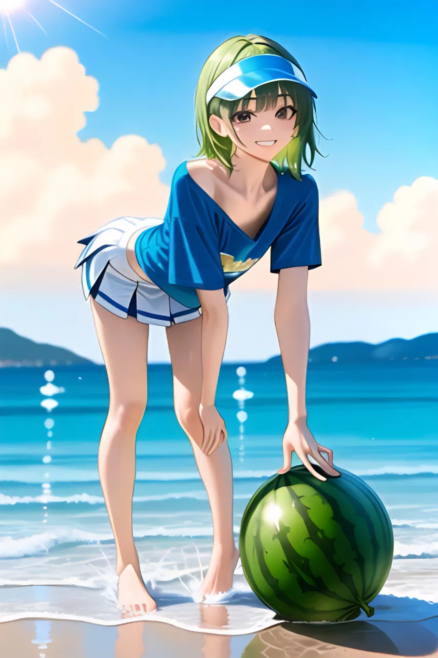 青い空と白い雲と海と西瓜とチアガール…緑