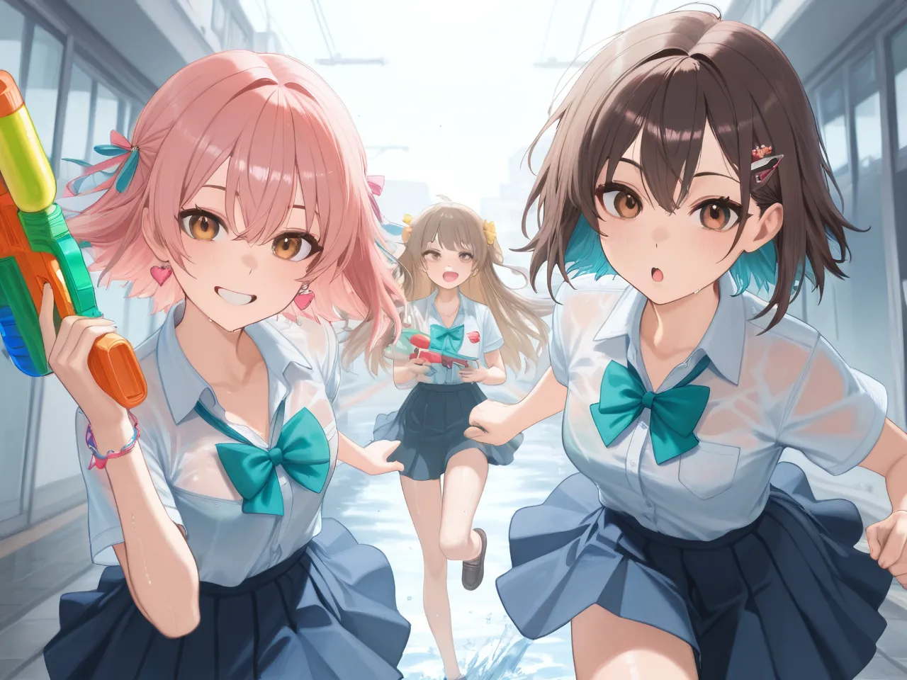学校で水鉄砲