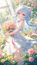 猫耳 — 花畑イラストのAIイラスト｜SUPPART