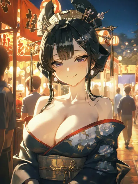 Summer festival、night - 夏祭りの花魁道中