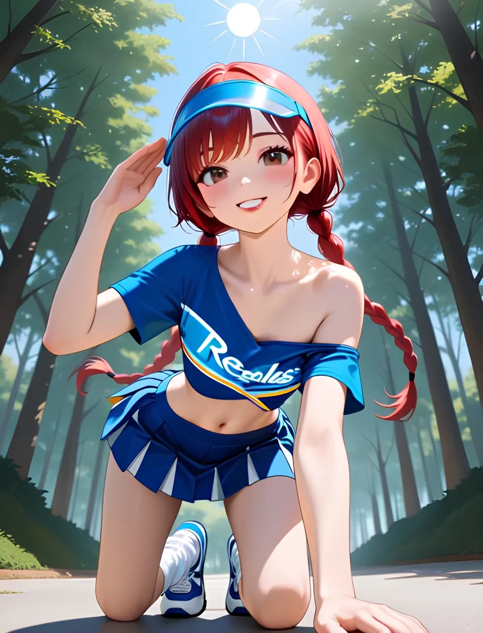 みつ編みツインテールのチアガール！…赤