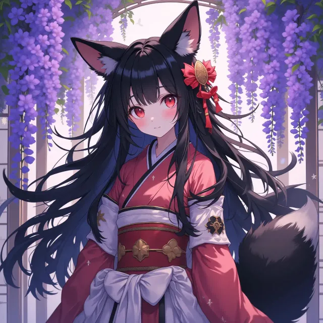 藤棚の黒妖狐