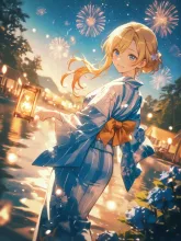 篝火と浴衣美人·夏の夜の篝火 の投稿作品
