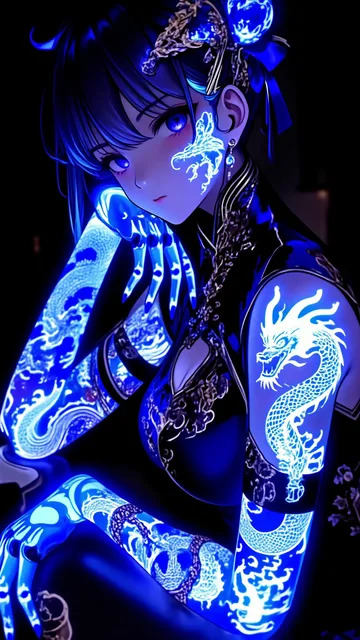 綺麗な龍のタトゥー🐉🩵