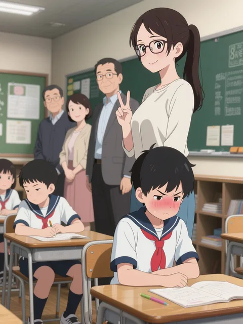 授業参観で無邪気な母。, 高精度アニメ - 画像生成チャレンジ