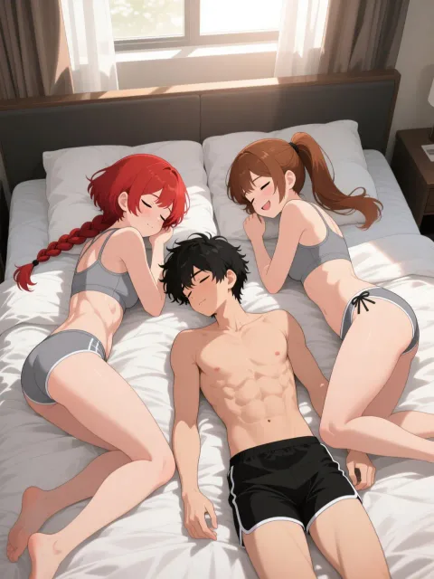 双子と雷と朝の日差し