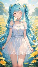 花畑て笑顔の子