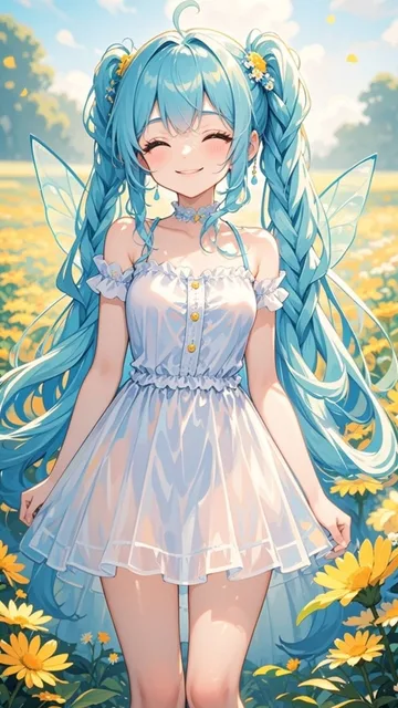 花畑て笑顔の子