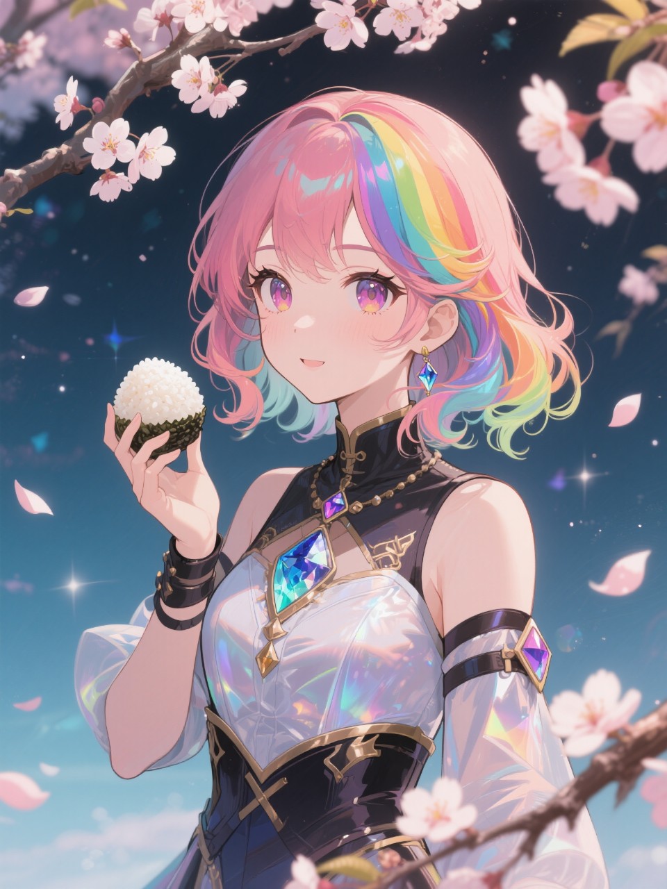 夜桜のお花見 — オグモソさんのAIイラスト