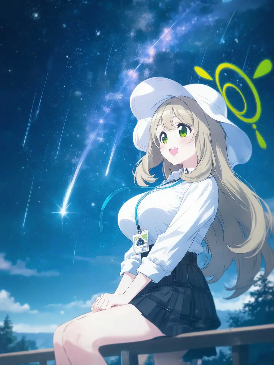 「先生〜。流れ星ですよ〜。」 — 自己満工房さんのAIイラスト