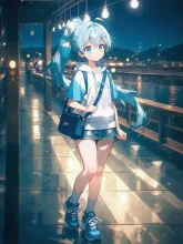 電車を待つ水色