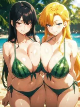 どちらのスイカに挟まれたい? — だいさんのAIイラスト