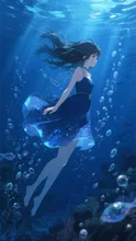 深い青の中