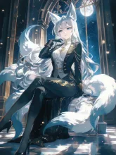 「キツネたちの魔女王」࣪ ִֶָ☾˖⋆.˚˖࿔ — ステンドグラスイラストのAIイラスト|SUPPART