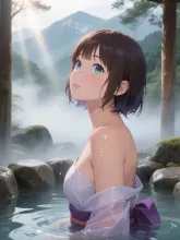 温泉旅館の朝、稚奈。