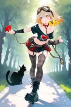 笑顔でハートアクション！…パンク娘と黒ニャンコ…金