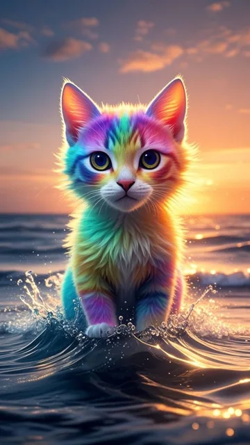 虹色子猫と海