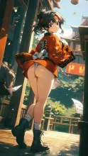 秋祭り、褌少女