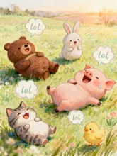 動物たちが笑っているꉂꉂ(>ᗜ<*)笑 — クレヨンイラストのAIイラスト|SUPPART